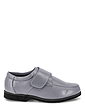 Leather Wide Fit Touch Fasten Shoe - Grey