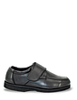 Leather Touch Fasten Shoe Extra Wide Fit - Black