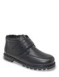 Leather Thermal Lined Touch Fasten Boot Wide Fit - Black