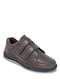 Pegasus Leather Wide Fit Touch Fasten Trainer  Brown