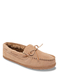 Dr Keller Wide Fit Suede Slipper With Faux Fur Lining - Tan