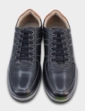 Pegasus Leather Wide Fit Lace Trainer - Black