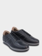Pegasus Leather Wide Fit Lace Trainer - Black