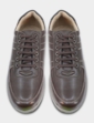 Pegasus Leather Wide Fit Lace Trainer - Brown