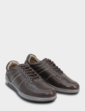Pegasus Leather Wide Fit Lace Trainer - Brown