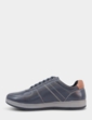 Pegasus Leather Wide Fit Lace Trainer - Navy