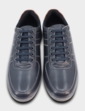 Pegasus Leather Wide Fit Lace Trainer - Navy