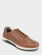 Pegasus Leather Wide Fit Lace Trainer - Tan