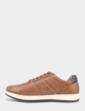 Pegasus Leather Wide Fit Lace Trainer - Tan
