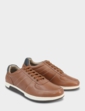 Pegasus Leather Wide Fit Lace Trainer - Tan