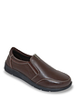 Dr Keller Wide Fit Leather Slip On Shoe With Rubber Sole Brown