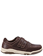 Hush Puppies Wide Fit Leather Twin Touch Fasten Shoe Fabian - Coffee