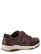 Hush Puppies Wide Fit Leather Twin Touch Fasten Shoe Fabian - Coffee