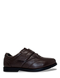 Pegasus Wide Fit Leather Touch Fasten Comfort Shoes - Brown