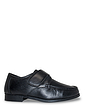 Pegasus Leather Wide Fit Touch Fasten Moccasin Shoes - Black