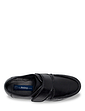 Pegasus Leather Wide Fit Touch Fasten Moccasin Shoes - Black