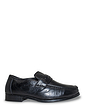 Pegasus Leather Wide Fit Slip On Moccasin Shoes - Black