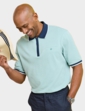 Pegasus 2 Pack Cotton Zip Neck Pique Polo - Navy/Mint