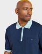 Pegasus 2 Pack Cotton Zip Neck Pique Polo - Navy/Mint