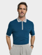 Pegasus 2 Pack Cotton Zip Neck Pique Polo - Teal/Grey