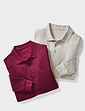 Pegasus 2 Pack Long Sleeve Polo Shirt - Burgundy