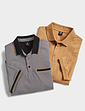 Pegasus 2 Pack Printed Plain Polo - Tan