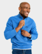 Weird Fish Quarter Zip Grid Fleece Top - Blue