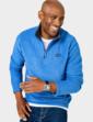 Weird Fish Quarter Zip Grid Fleece Top - Blue