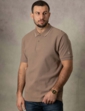 Lizard King Polo Shirt with Printed Collar - Stone