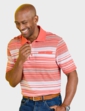 Pegasus 2 Pack Stripe Plain Pique Polo - Coral