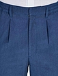 Pegasus Linen Blend Stretch Waist Trouser - Navy