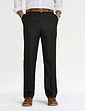 Twill Trouser With Side Elastic Waist - Black