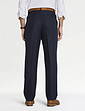 Twill Trouser With Side Elastic Waist - Navy