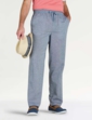 Pegasus Linen Look Pull On Cotton Trouser - Denim