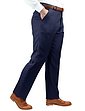 High Rise Twill Trouser with Stretch Waist - Navy