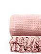Honeycomb Cotton Throw - Blush Pink