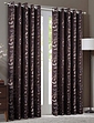 Lorenzo Eyelet Lined Jacquard Curtains - Chocolate