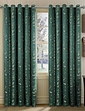 Lorenzo Eyelet Lined Jacquard Curtains - Green