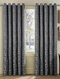 Lorenzo Eyelet Lined Jacquard Curtains - Grey