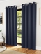 Supersoft Satin Thermal Blockout Eyelet Curtains - Navy