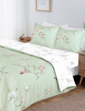 Hummingbird Quilt Cover Set With Free Fitted Sheet - Green