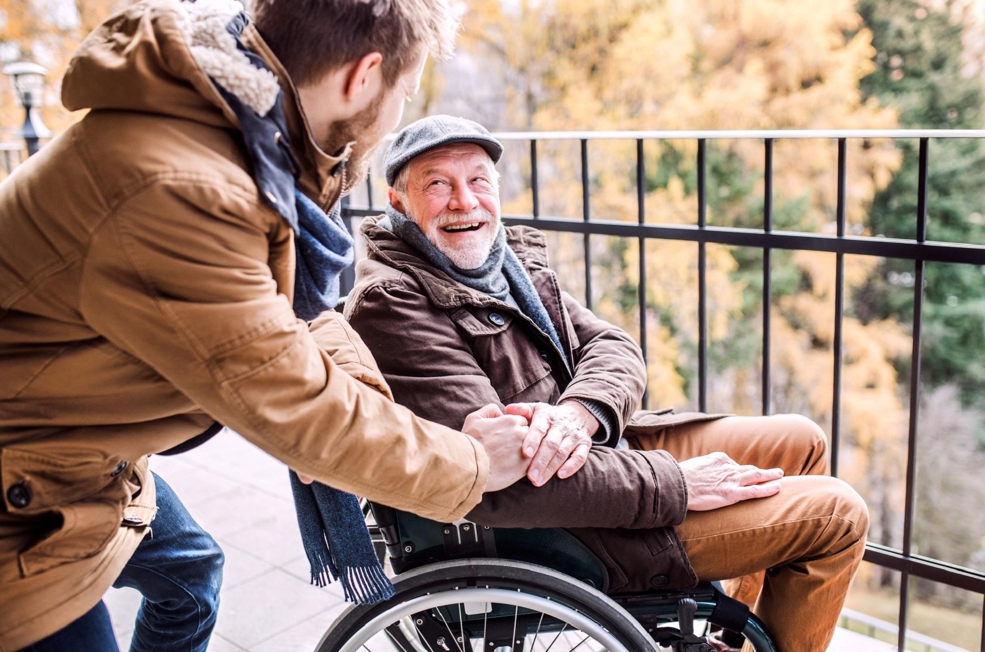 An older man in a wheelchair.