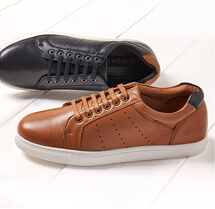 Wide Fit Leather Lace Trainer - MJ970
