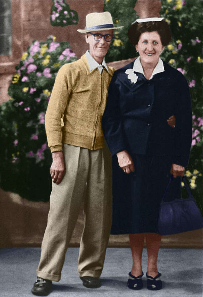 Colourised photo of Lewis and Florence Fletcher