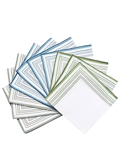 Pack Of 10 Handkerchiefs With Colour Border - White