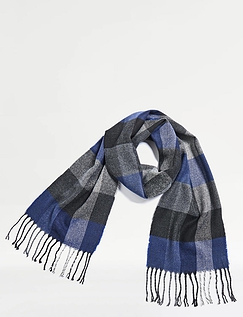 Mens Check Scarf  Blue