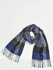 Mens Check Scarf  Blue