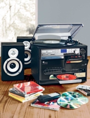 Full Function Stereo Stack System With Bookend Speakers Black