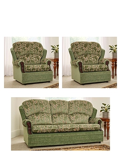 Chorlton Suite Three Seater Settee and Two Chairs Green