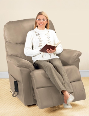 Leather Rise and Recliner Chair Grey